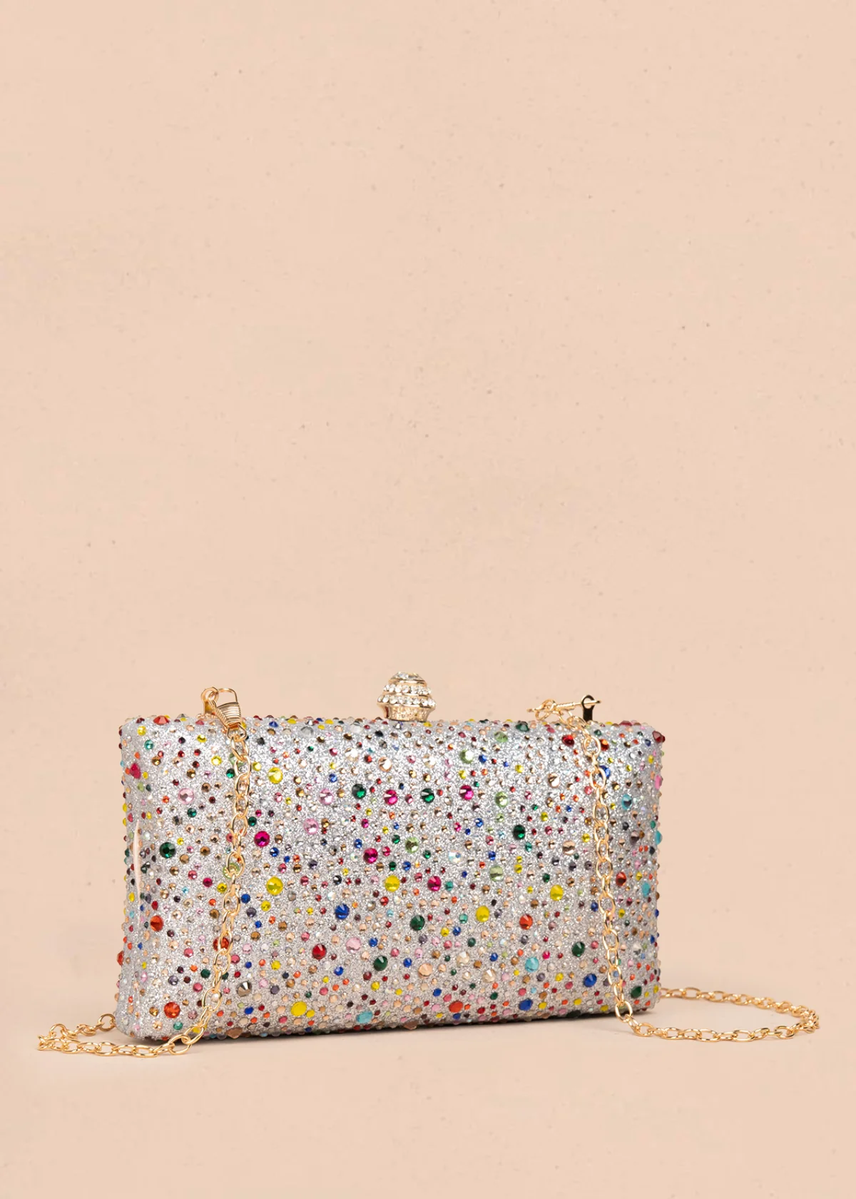 Bolso tipo bandolera color multicolor con acabado brillante y cadena 106243 - Image 2