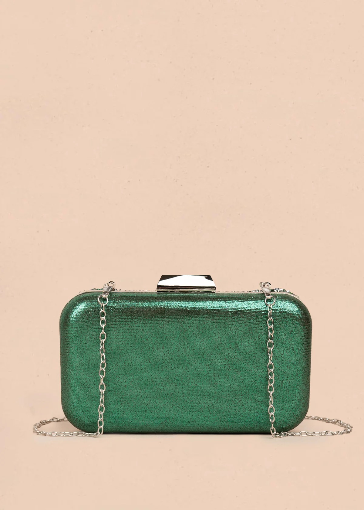 Bolso tipo bandolera color verde con pedrería 106242 - Image 4