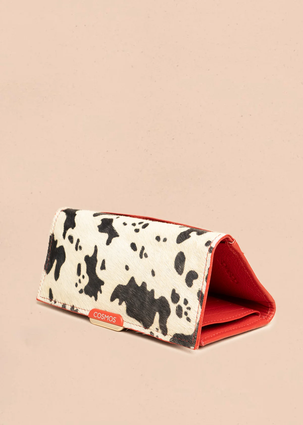 Billetera grande de cuero color rojo con solapa animal print 106319 - Image 4