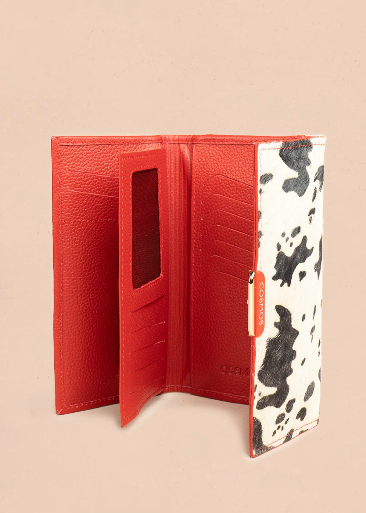 Billetera grande de cuero color rojo con solapa animal print 106319 - Image 5