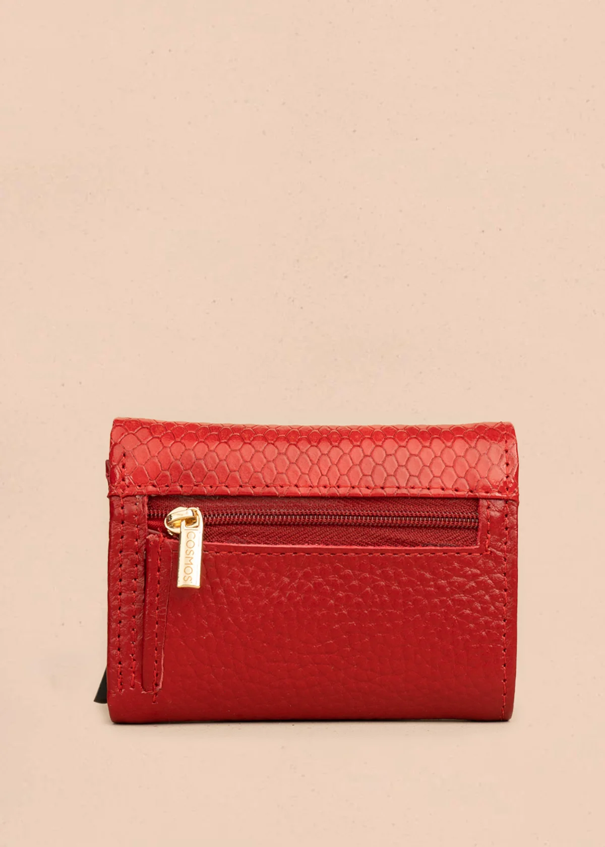 Billetera pequeña de cuero color rojo con tarjetero y aplique de conejo 106321 - Image 3