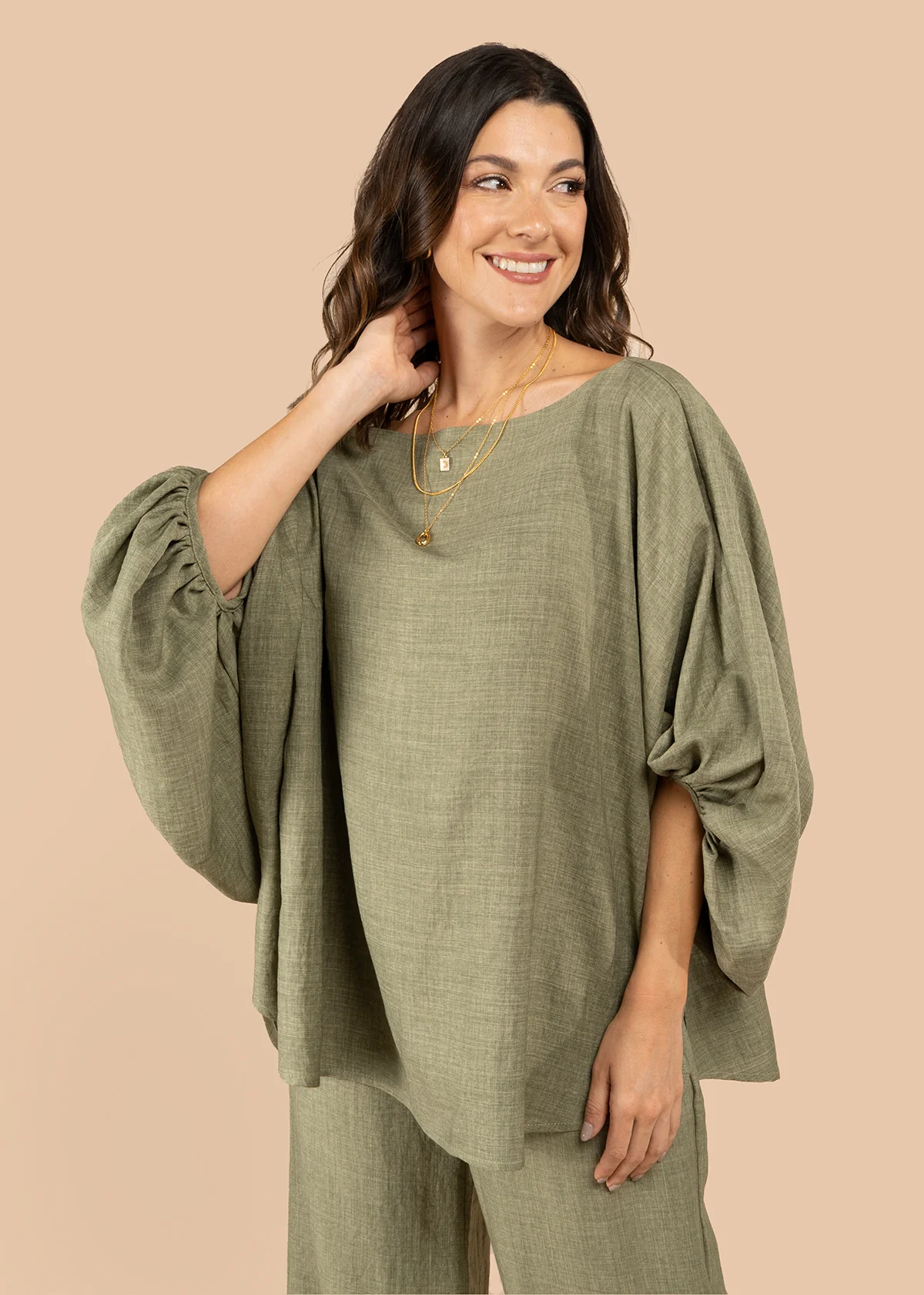 Blusa color verde cuello bandeja 105793 - Image 4