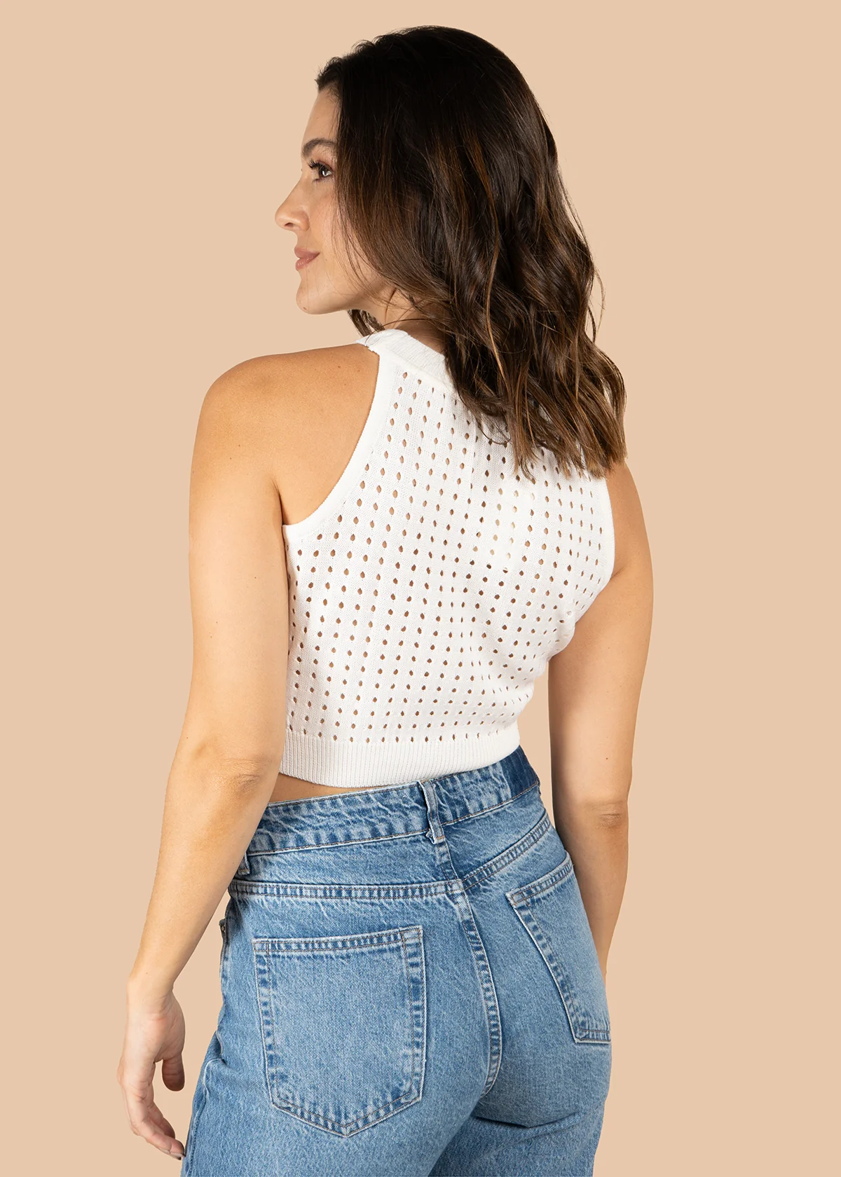 Blusa color marfil tejido con aberturas 105744 - Image 2