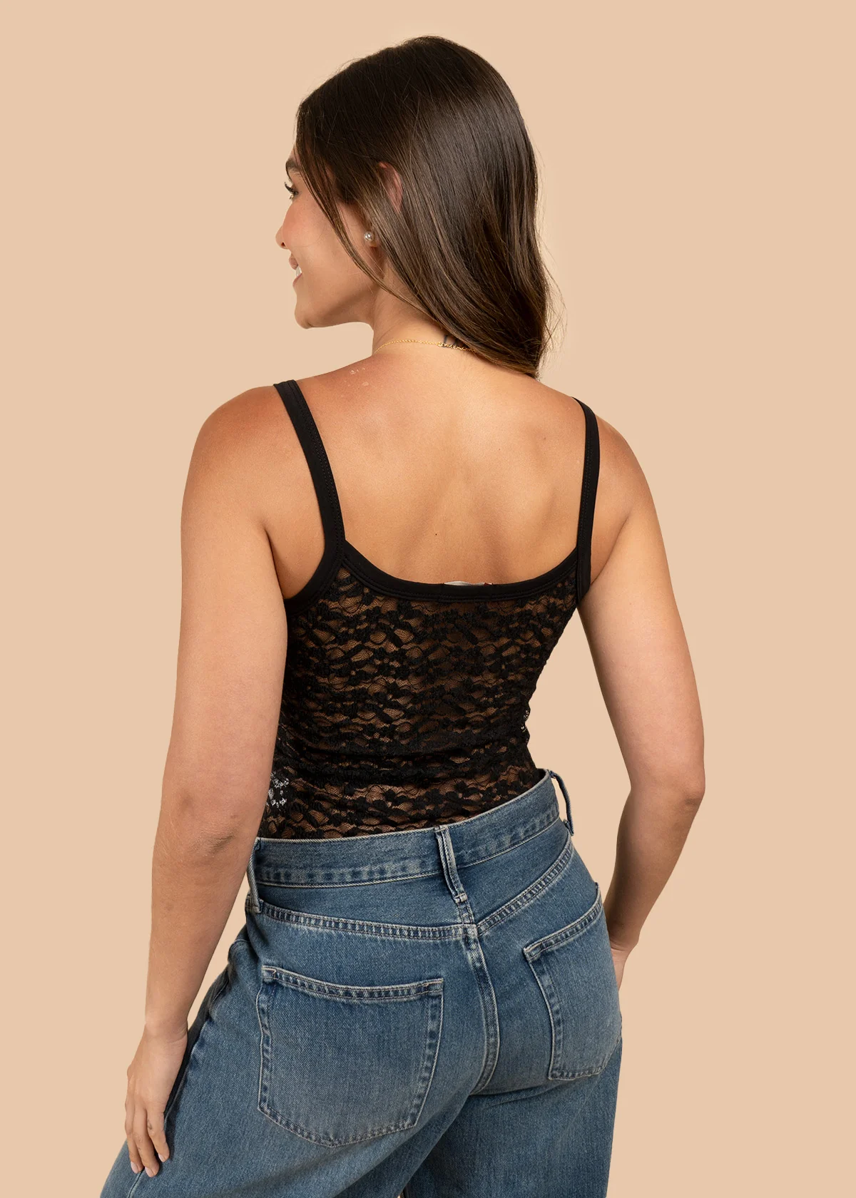 Blusa de encaje color negro con tirantes 106764 - Image 4
