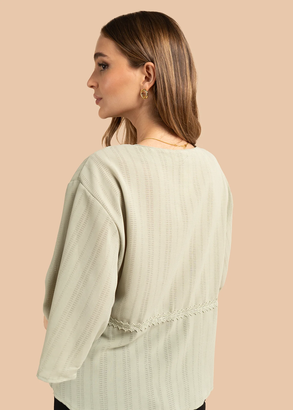 Blusa color verde con cuello en V 105842 - Image 8
