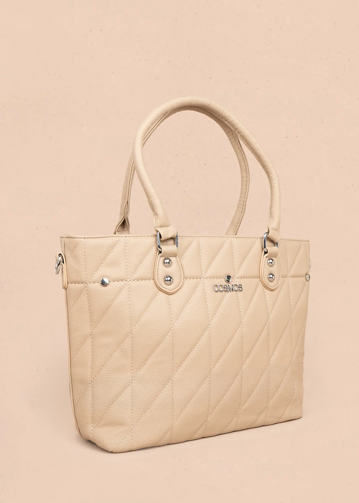 Bolso tipo shopping color beige textura acolchada 106287 - Image 2