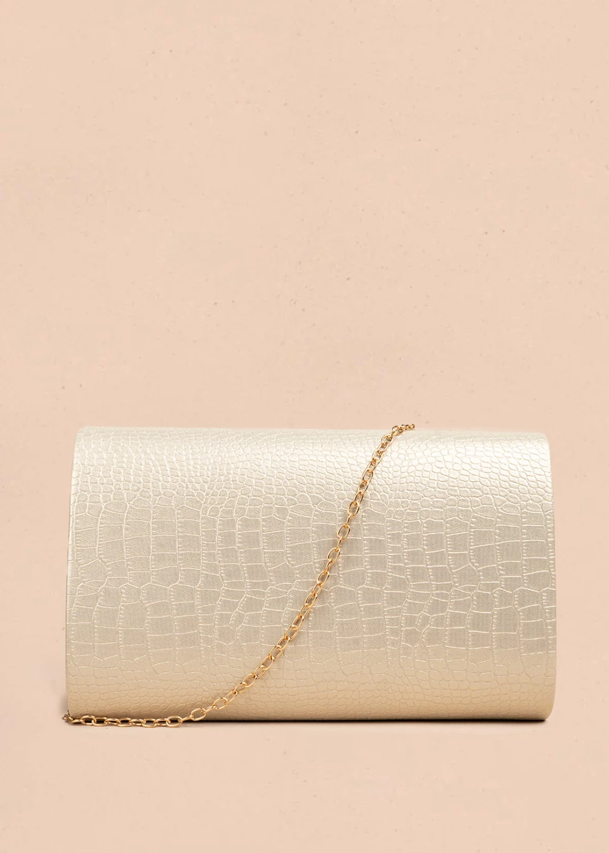 Bolso de fiesta color dorado con textura croco  106806 - Image 2