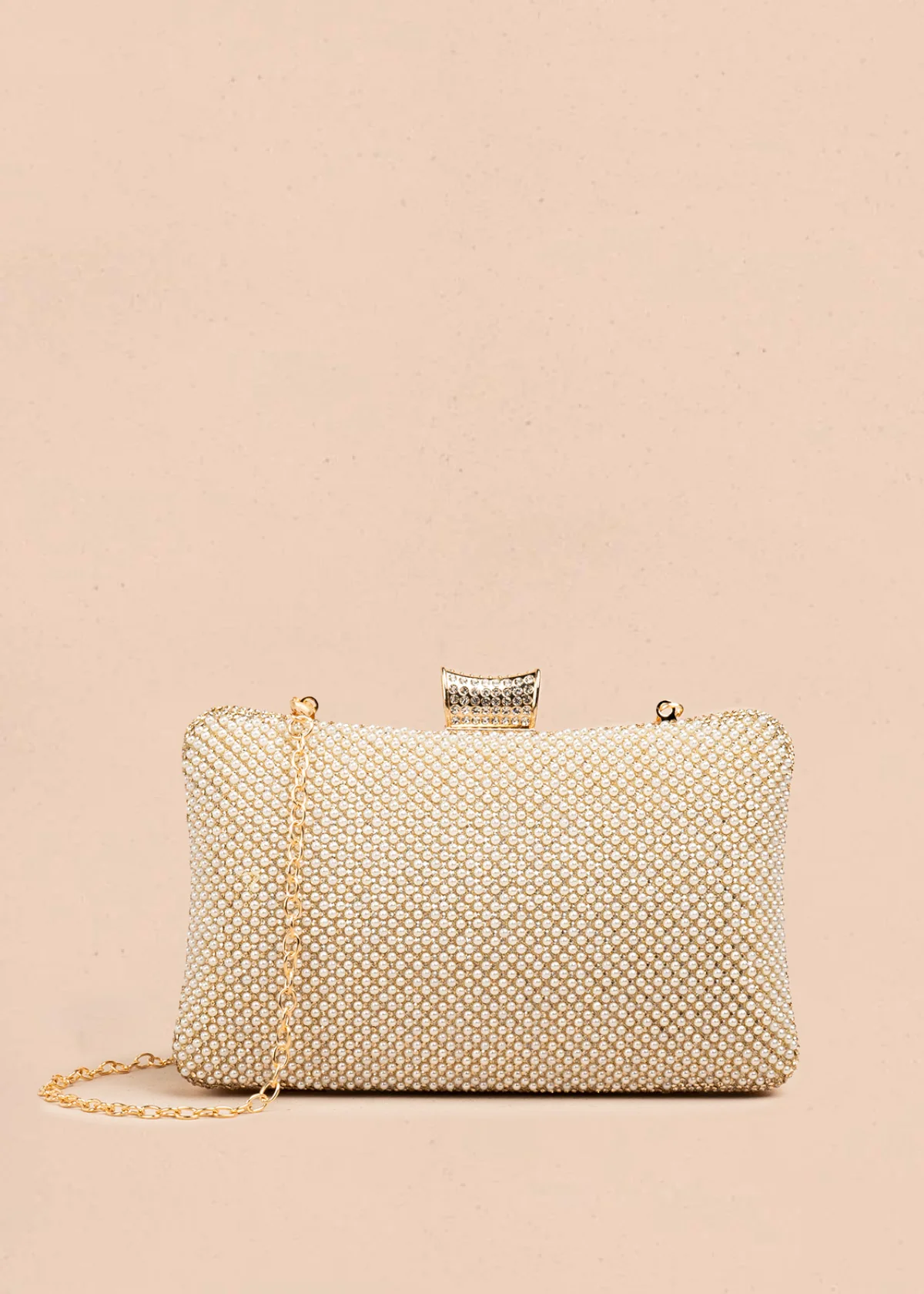 Bolso de fiesta color dorado con detalle de pedrería  106808