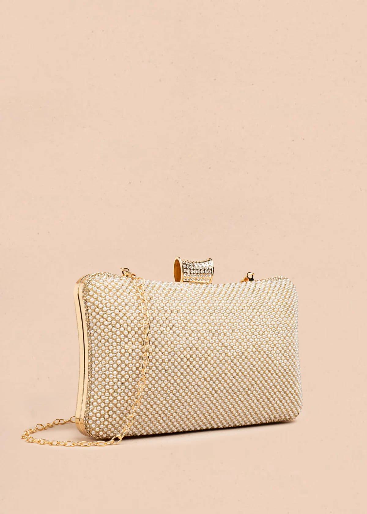 Bolso de fiesta color dorado con detalle de pedrería  106808 - Image 2