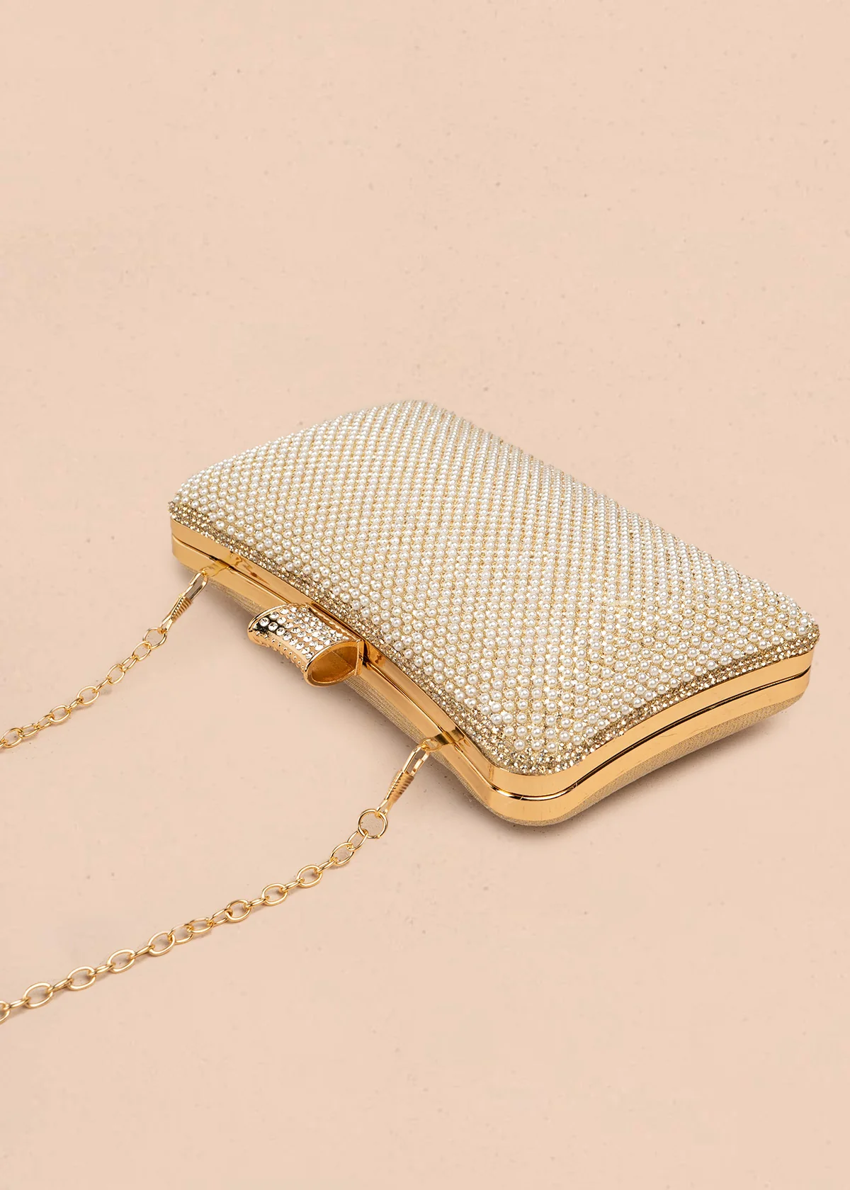 Bolso de fiesta color dorado con detalle de pedrería  106808 - Image 4