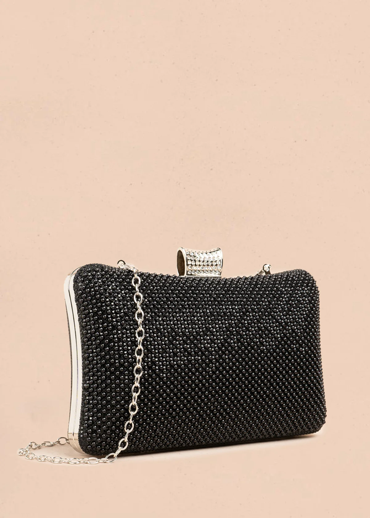 Bolso de fiesta color negro con detalle de pedrería 106808 - Image 2