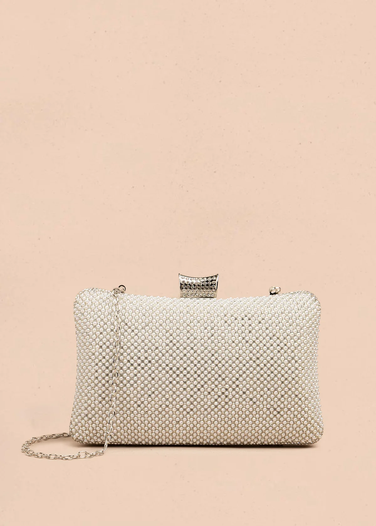 Bolso de fiesta color plata con detalle de pedrería 106808