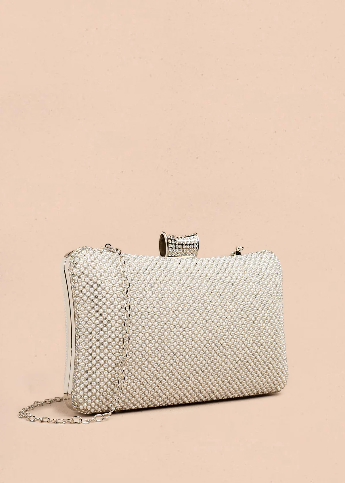 Bolso de fiesta color plata con detalle de pedrería 106808 - Image 2