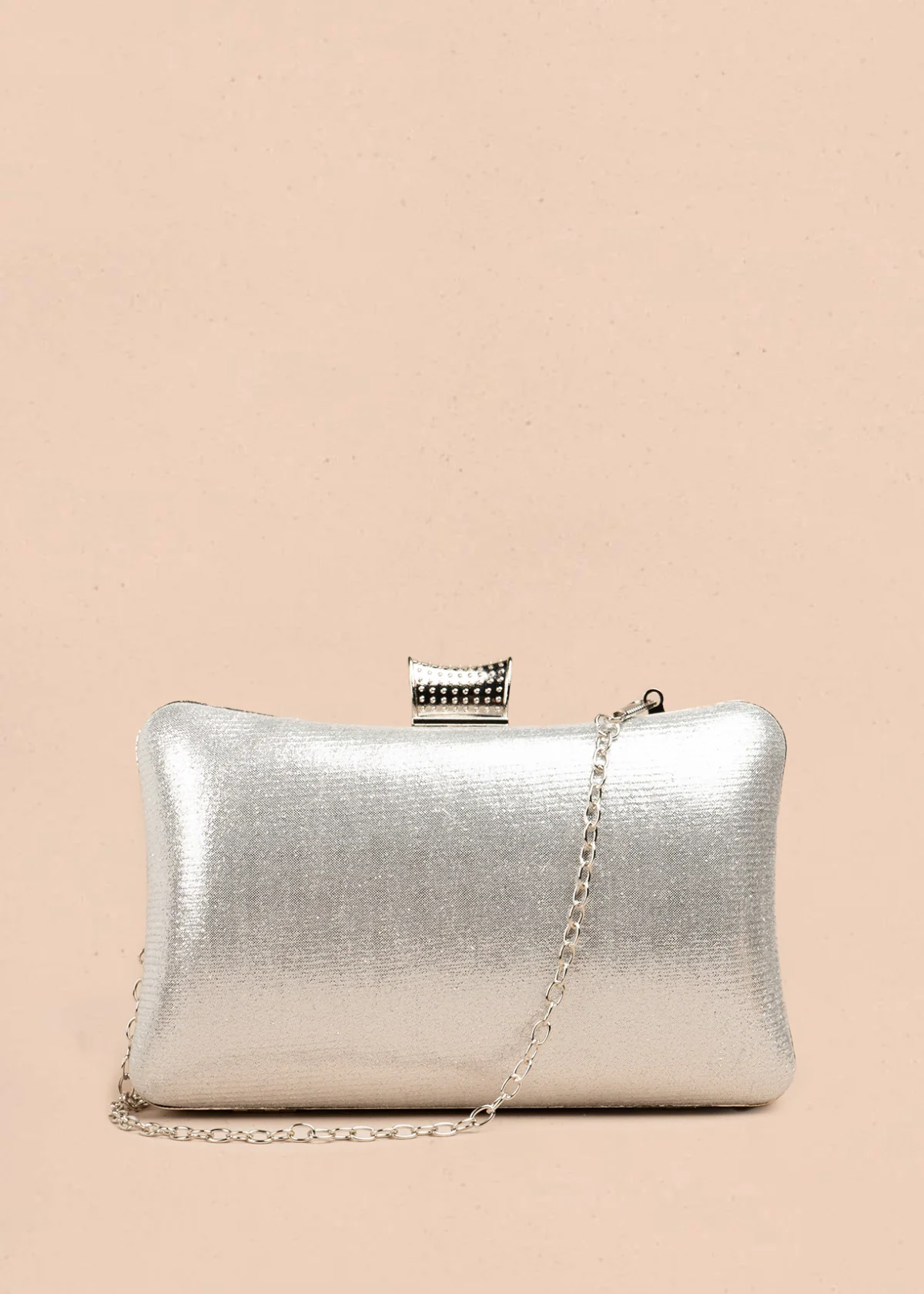 Bolso de fiesta color plata con detalle de pedrería 106808 - Image 5