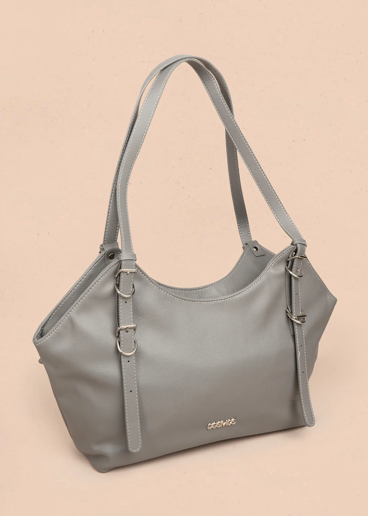 Bolso tipo shopping color gris texturizado 106183 - Image 2