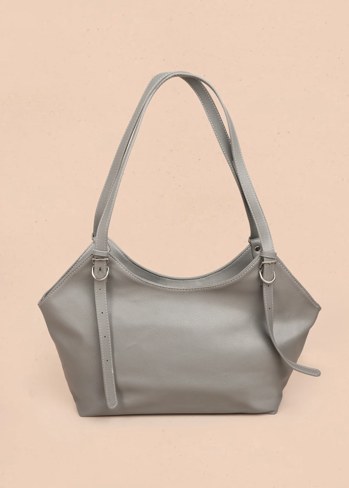 Bolso tipo shopping color gris texturizado 106183 - Image 4