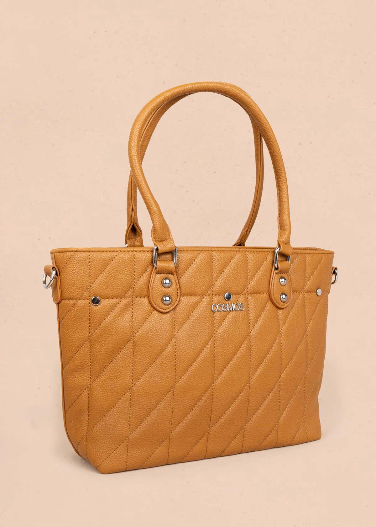 Bolso tipo shopping color miel textura acolchada 106287 - Image 2