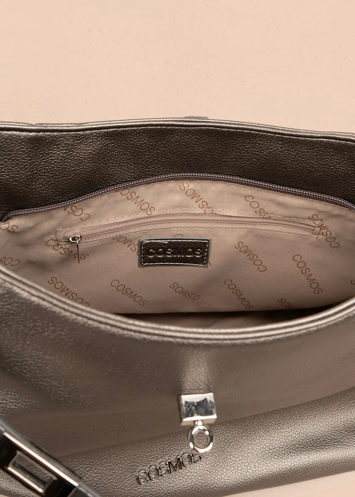 Bolso tipo shopping color plomo con correa frontal 106182 - Image 5