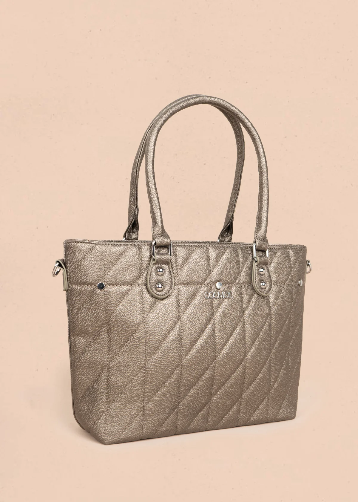 Bolso tipo shopping color plomo textura acolchada 106287 - Image 2
