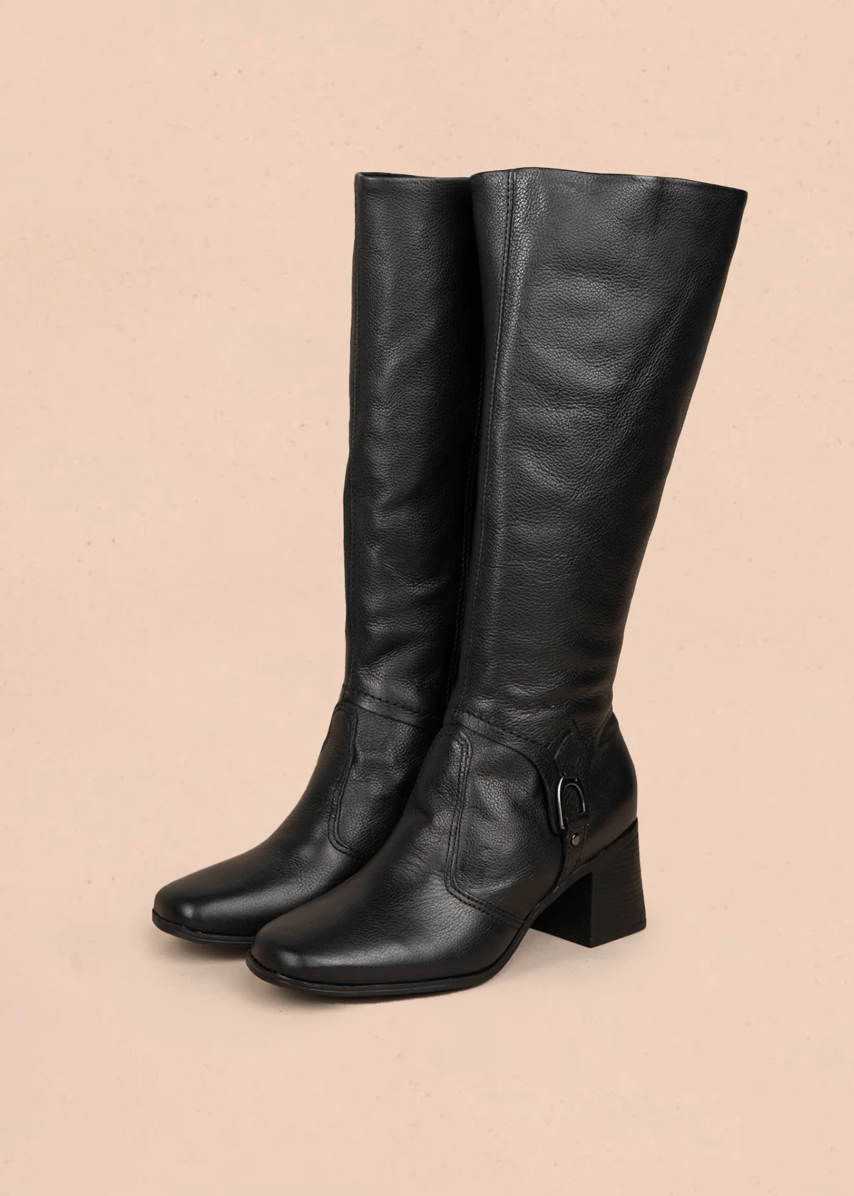 Bota en cuero color negro con diseño alto y acabado pulido 105944 - Image 2