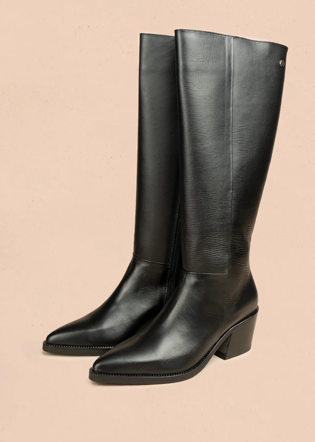 Botas de cuero color negro con corte alto y acabado liso 105970 - Image 5