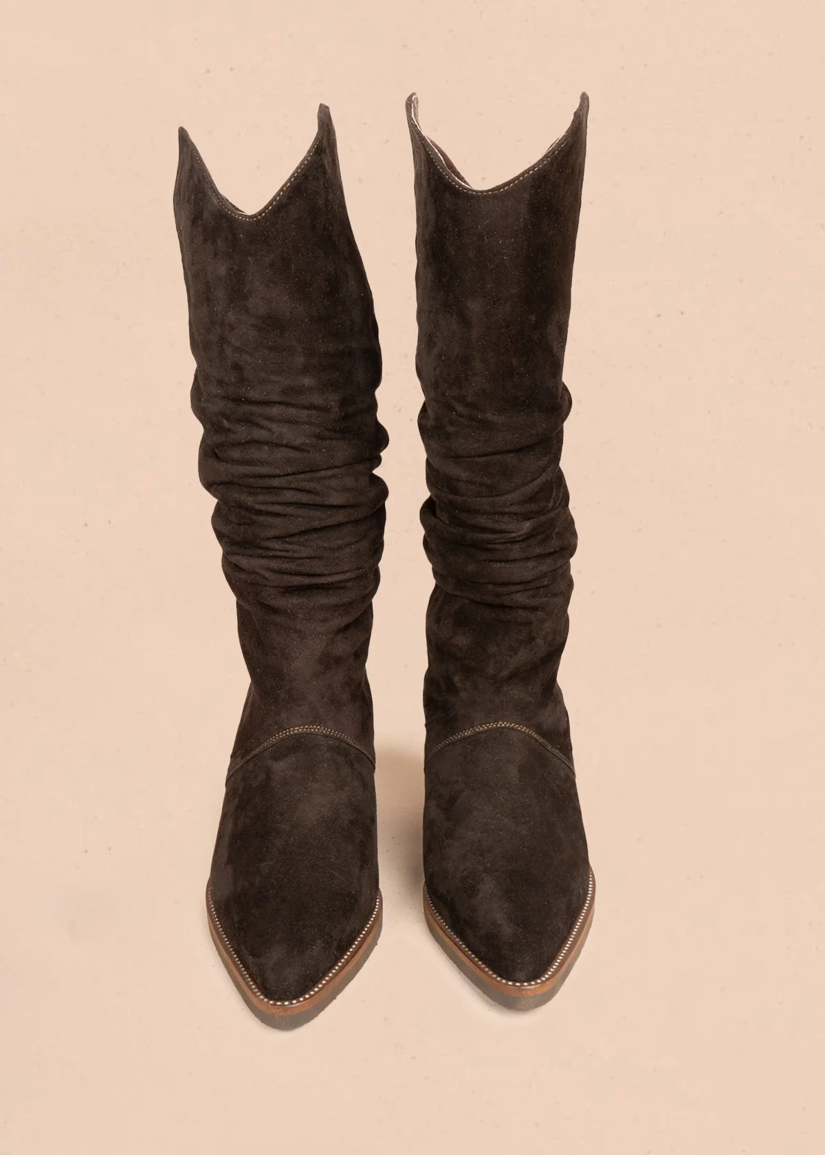 Botas en cuero color café con frunce 106607 - Image 4