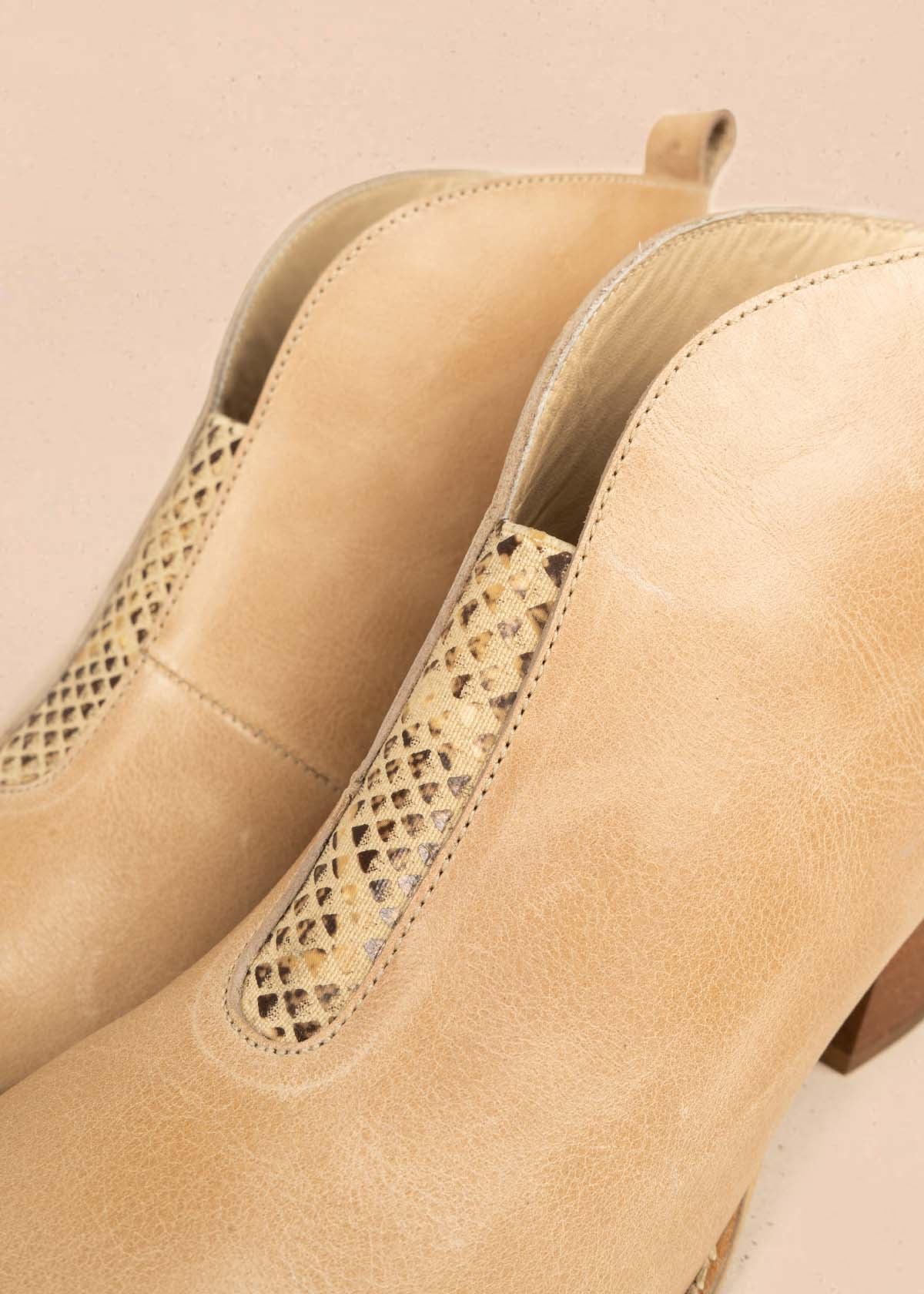 Botines en cuero color beige 105873 - Image 3
