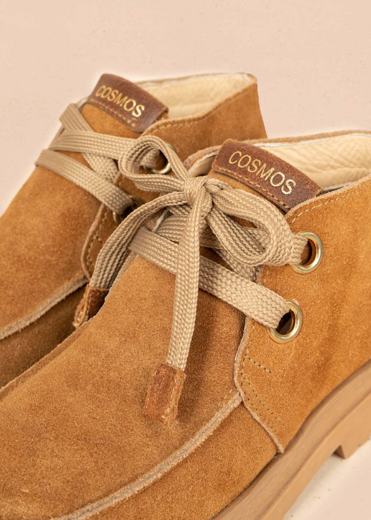 Botines en cuero carnaza color miel con suela chunky 106115 - Image 3