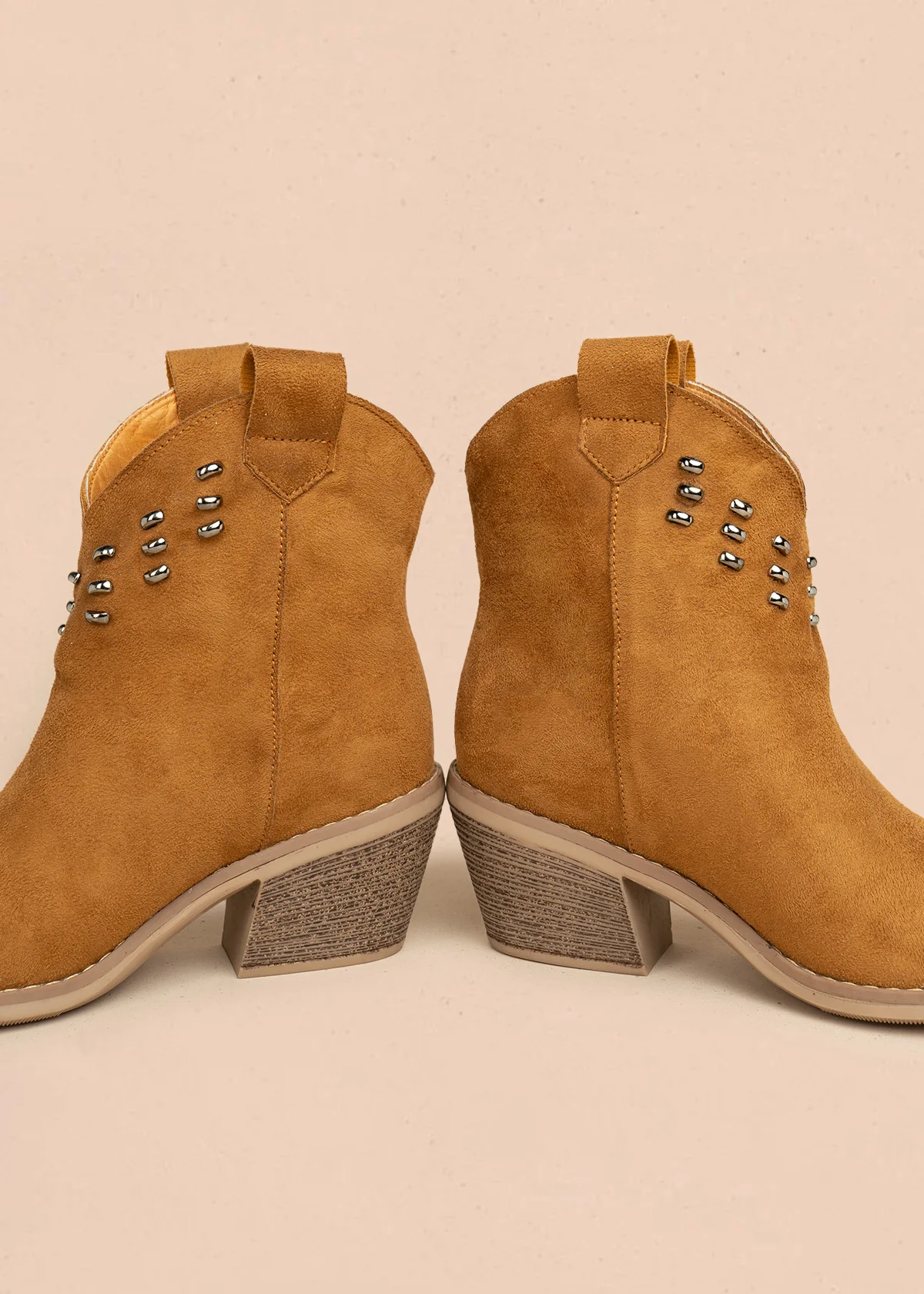 Botines texanos color miel de gamuza sintética y taches 106432 - Image 4