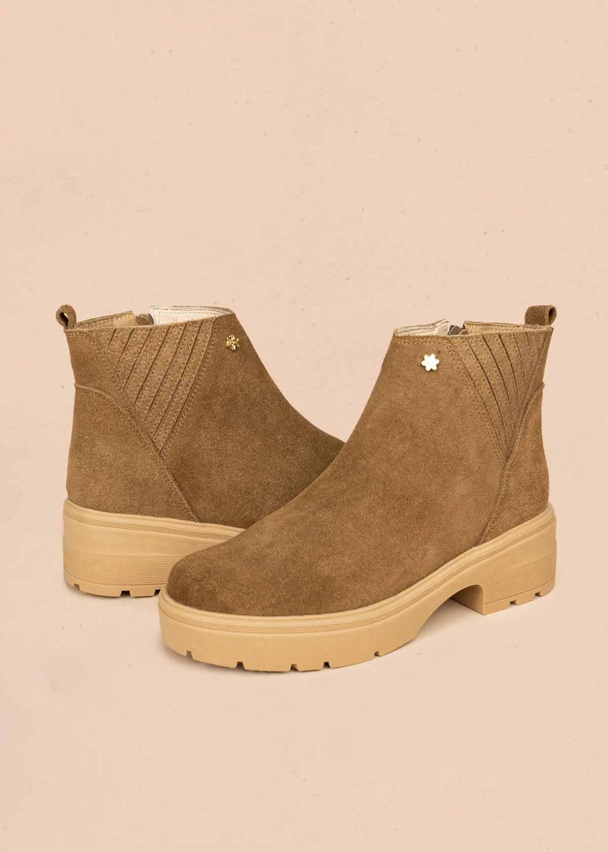 Botines de cuero carnaza color arena  106440 - Image 2