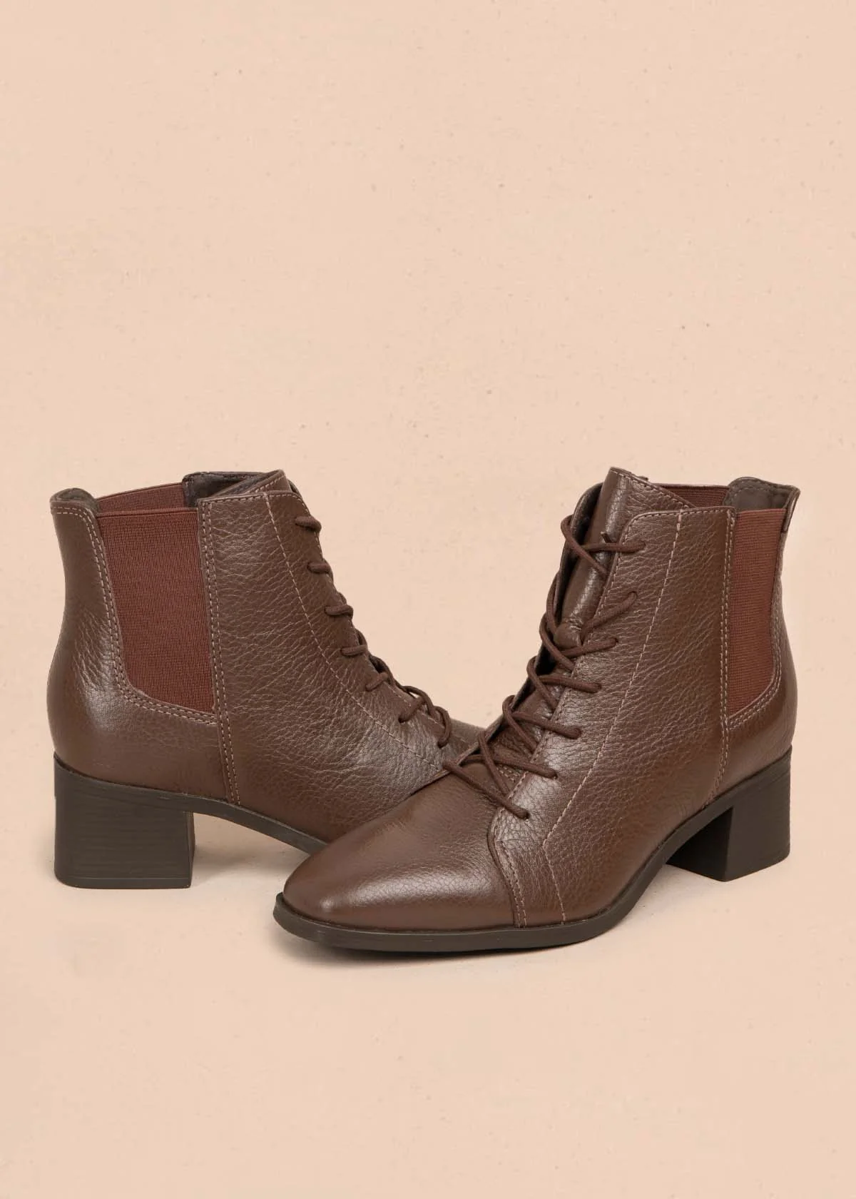 Botines en cuero color café con cordones 105724 - Image 3