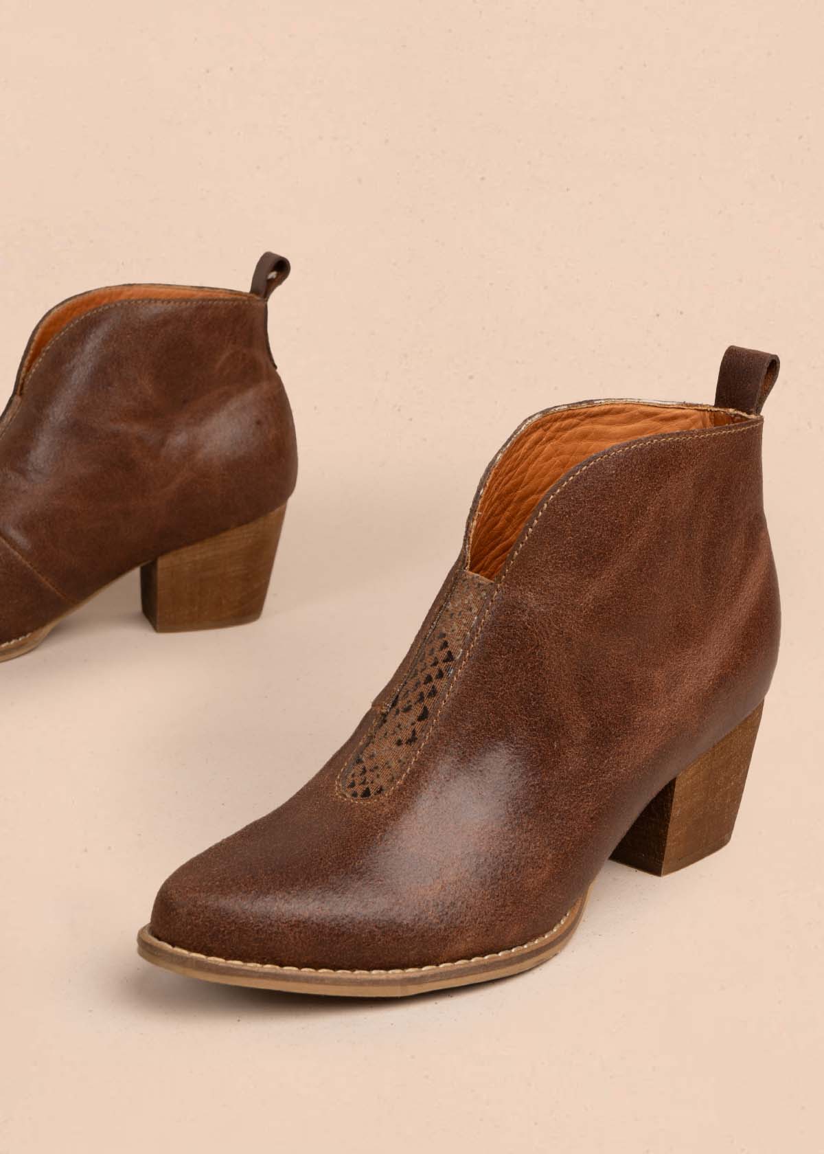 Botines en cuero color café 105873 - Image 4