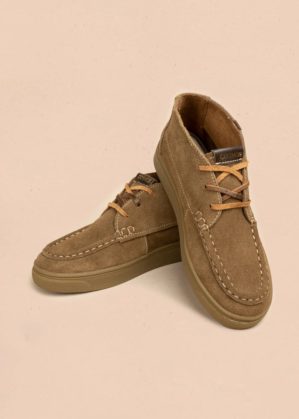 Botines de cuero carnaza color miel con cordones 106656 - Image 5