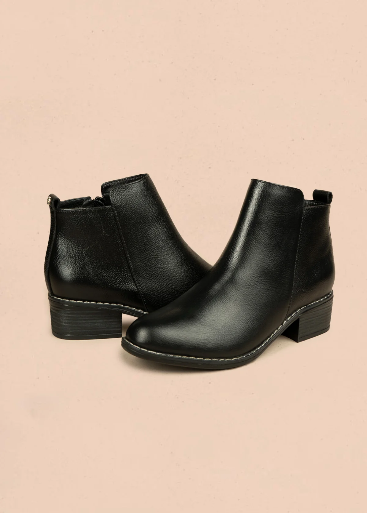 Botines de cuero color negro con cierre lateral 106436 - Image 4
