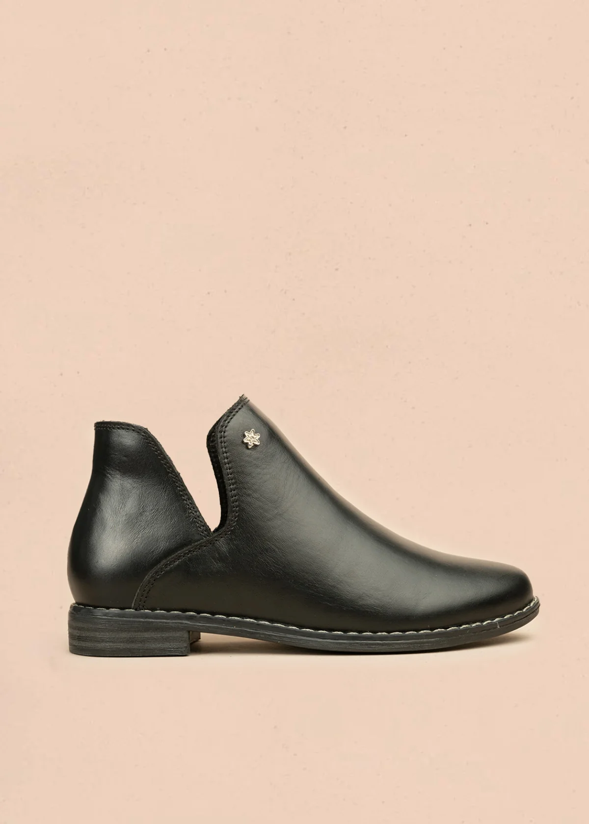 Botines clásicos de cuero color negro 106662