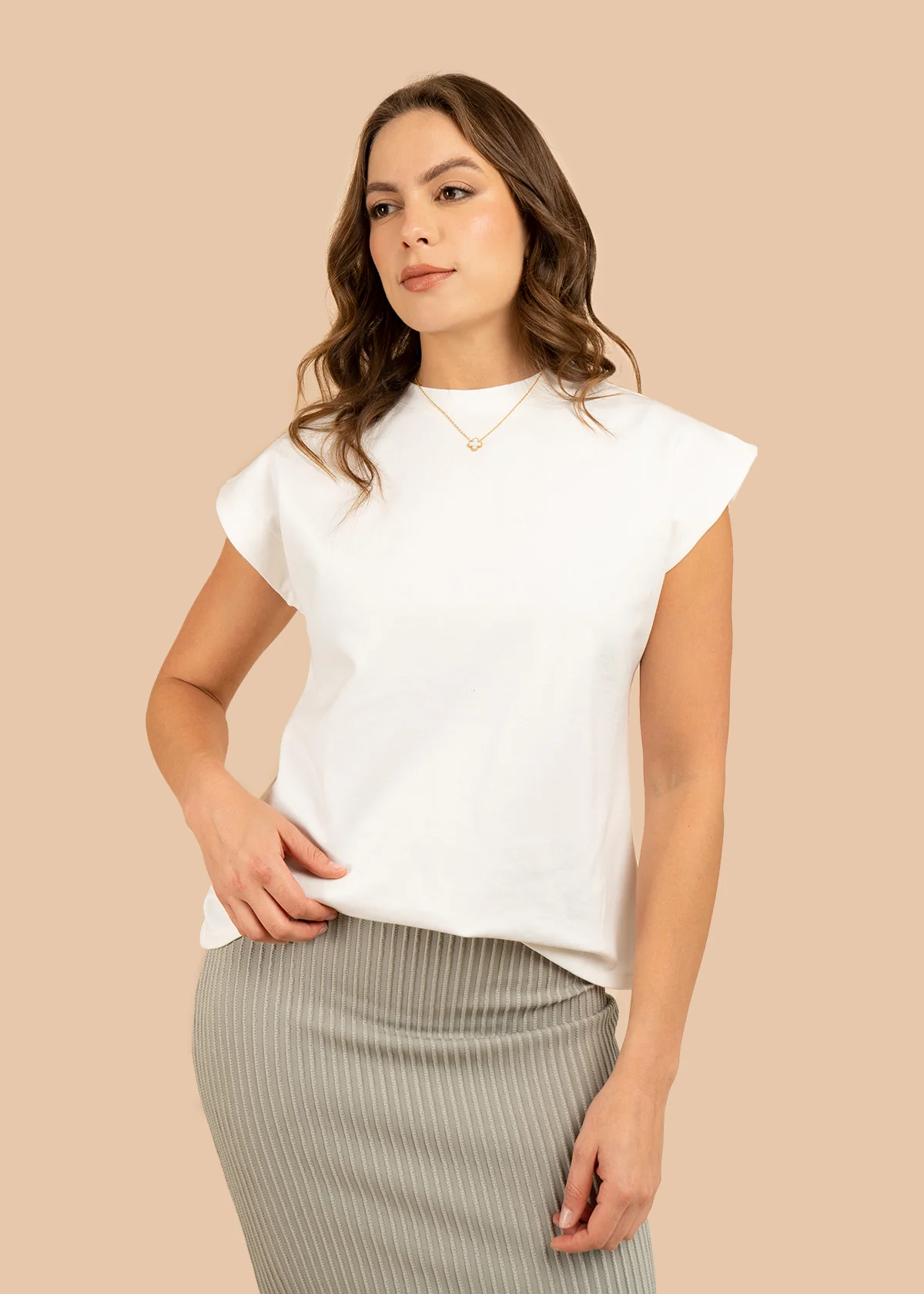 Camiseta color blanco fondo entero y manga corta 106315 - Image 2