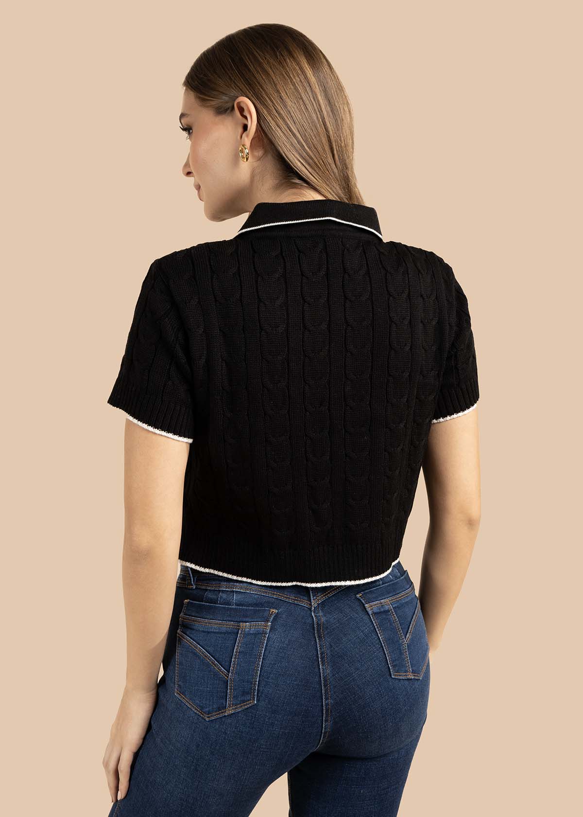 Camiseta tejida color negro tipo polo 106192 - Image 5