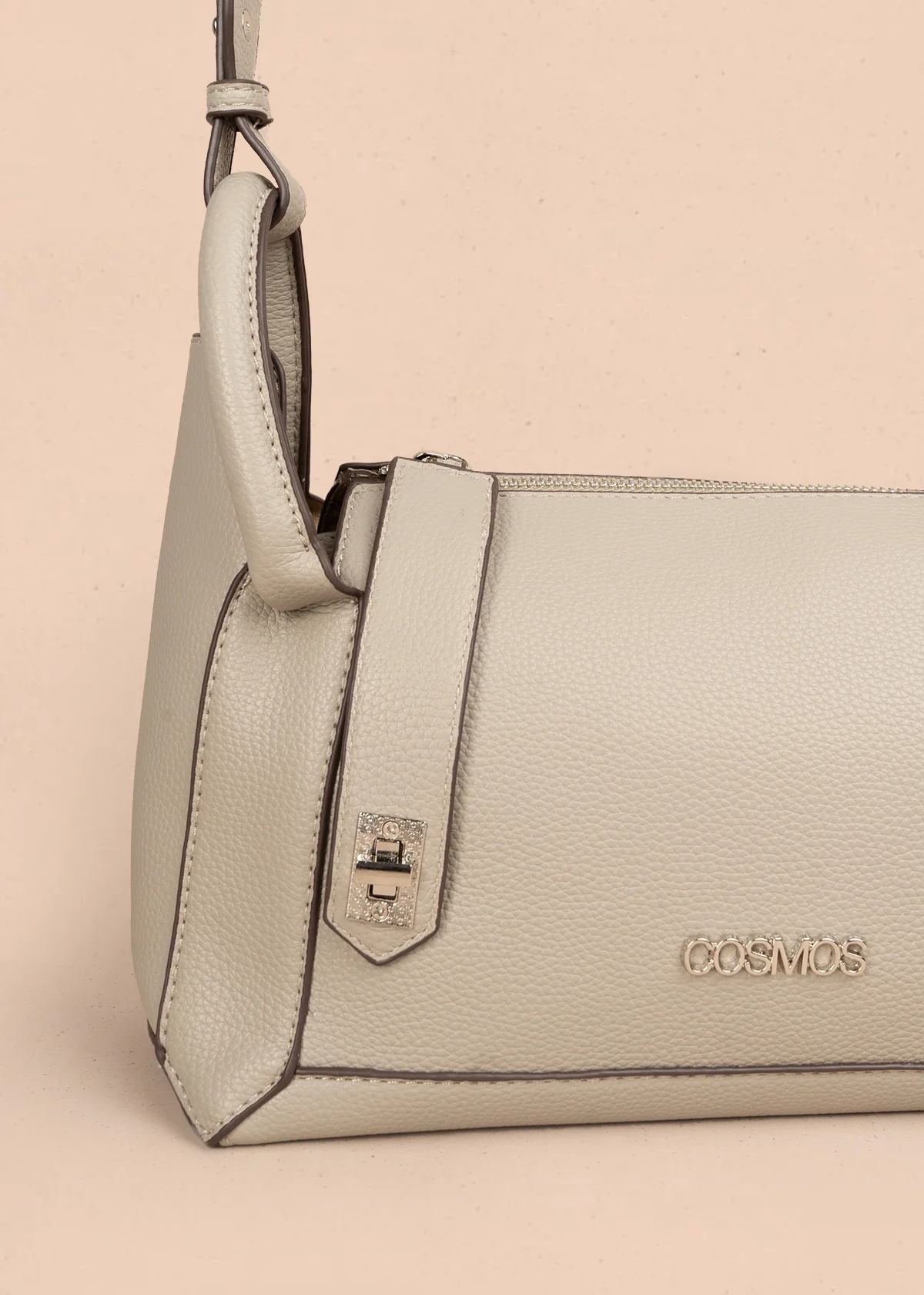 Bolso tipo cartera color arena con broche frontal 106985 - Image 4