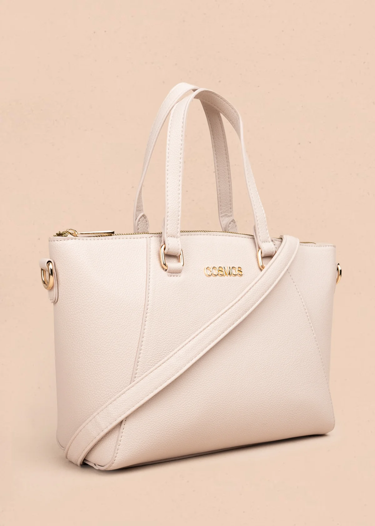 Bolso tipo cartera color nude con herrajes dorados 106178 - Image 2