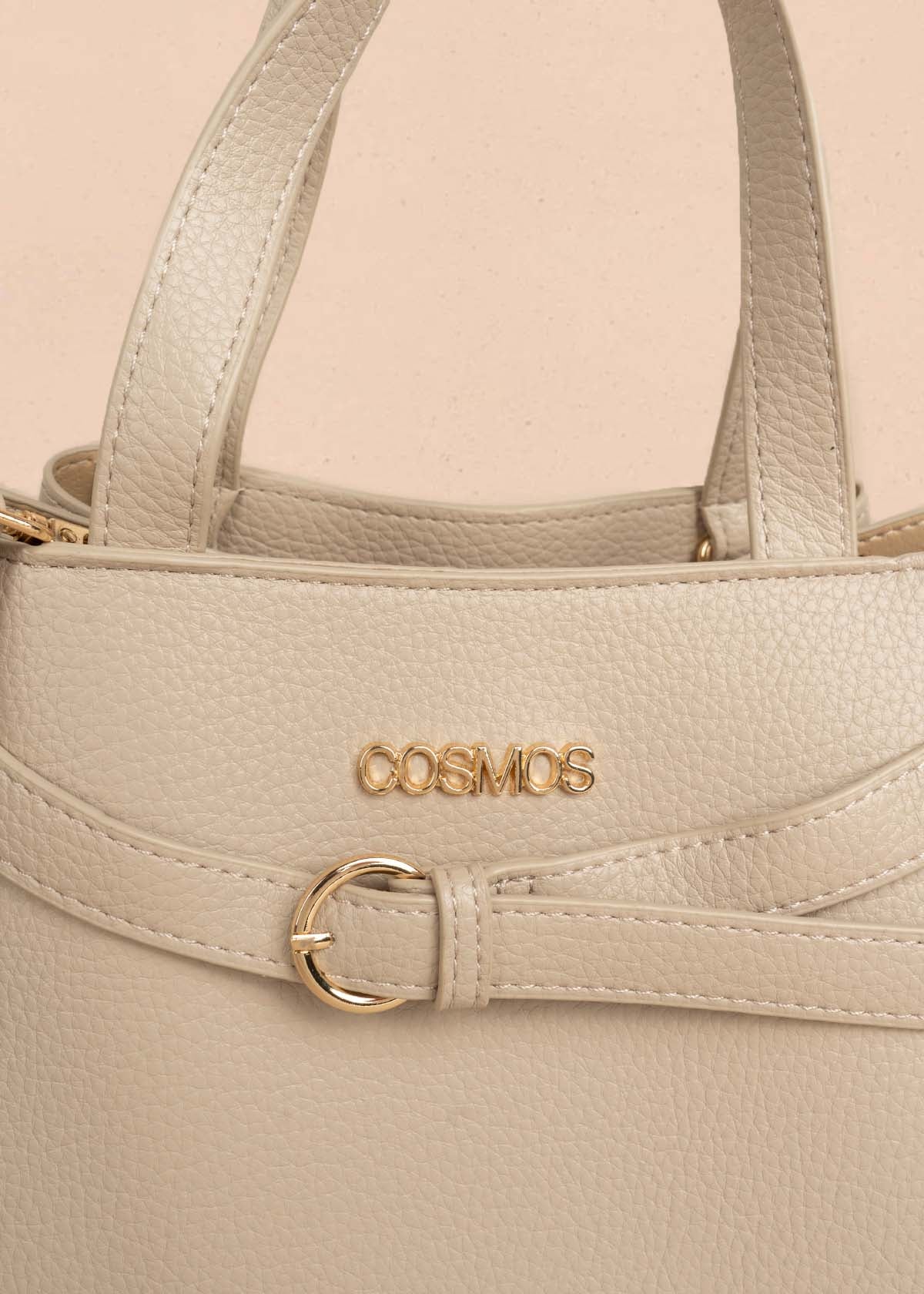 Cartera color taupe con aplique tipo cinturón y pañoleta 106327 - Image 3