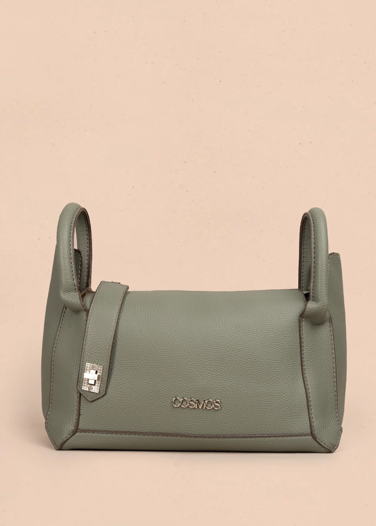 Bolso tipo cartera color verde con broche frontal 106985