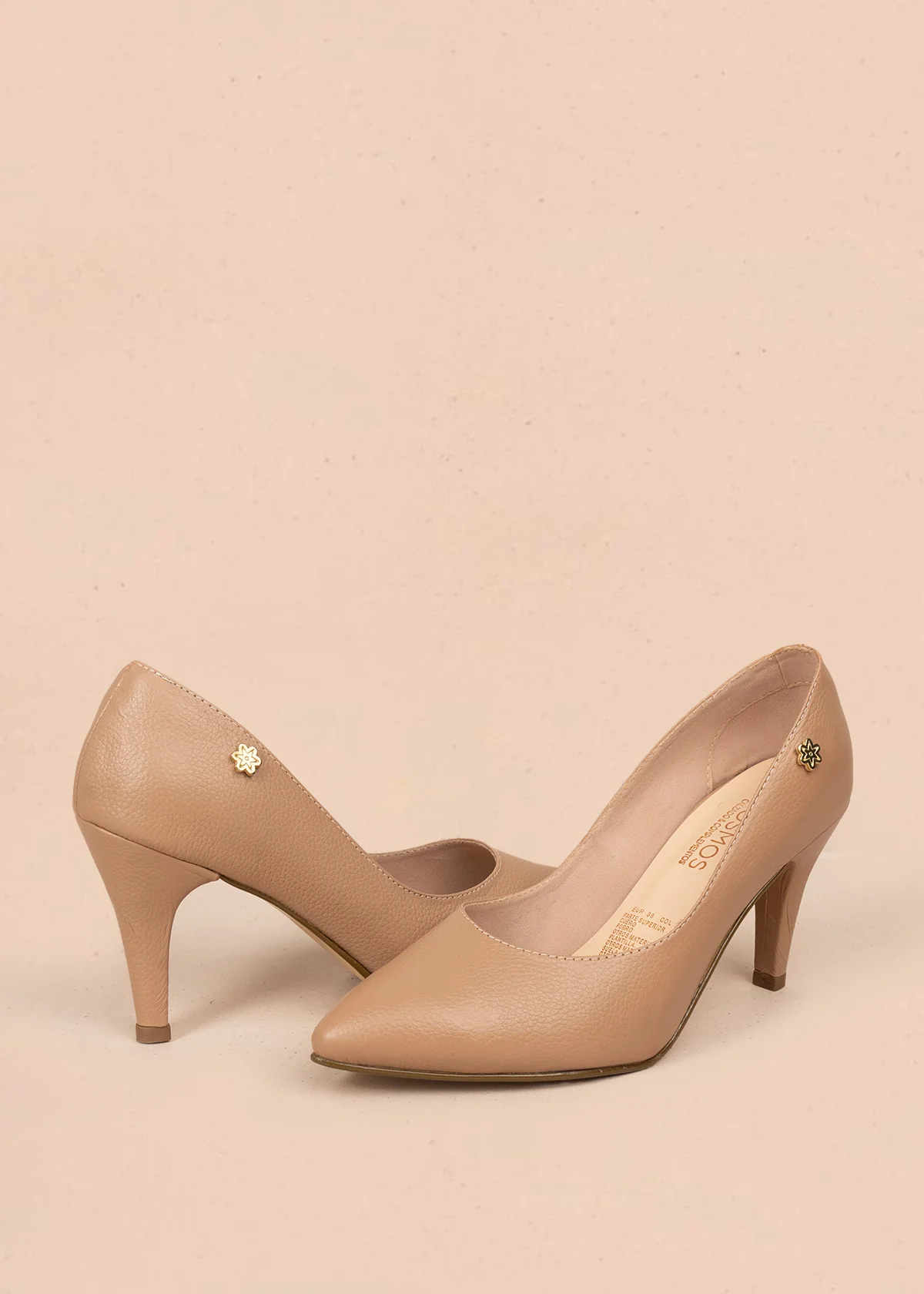 Tacones cerrados color nude con puntilla 106086 - Image 2