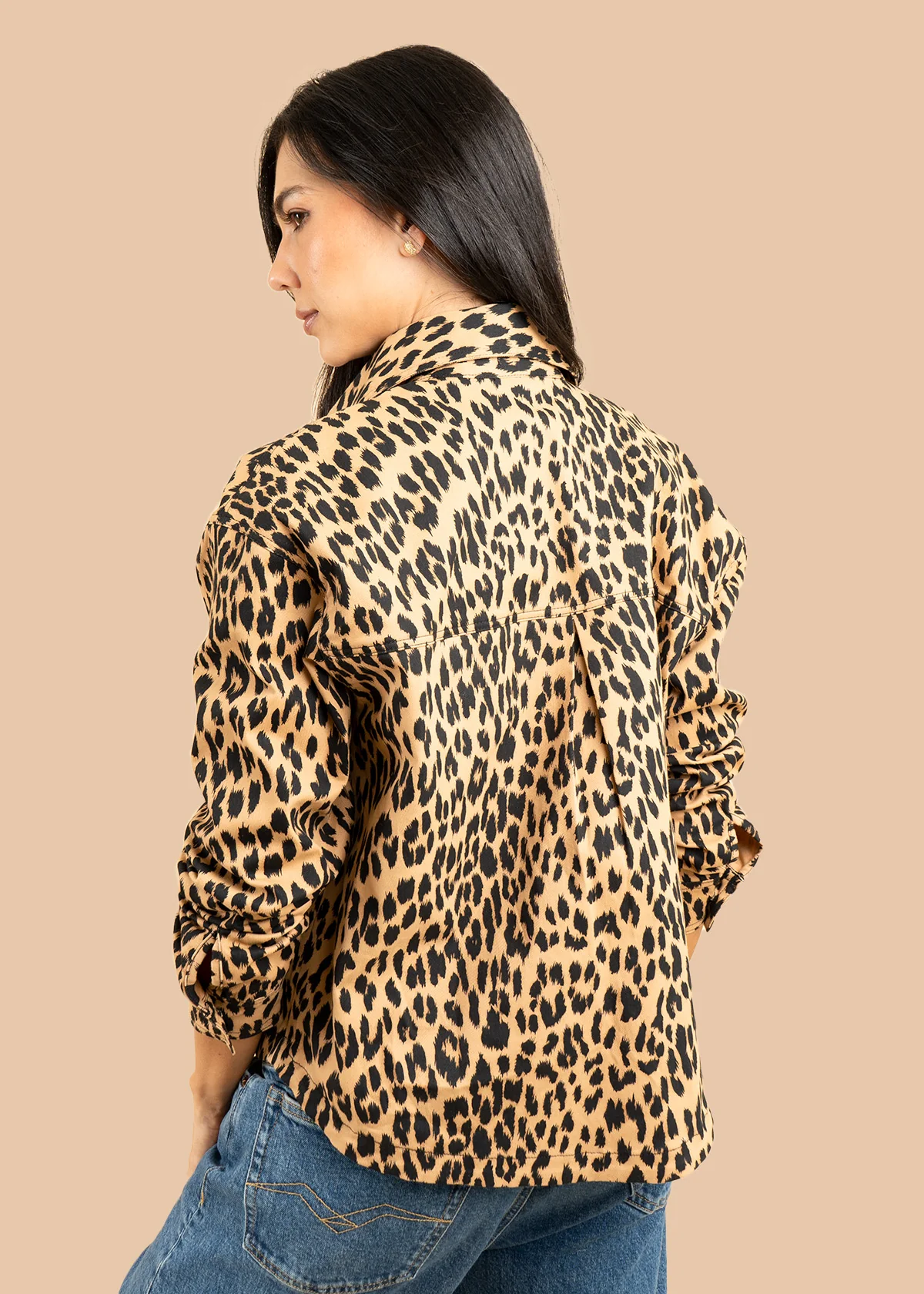 Chaqueta clásica color animal print leopardo con botones 106575 - Image 5
