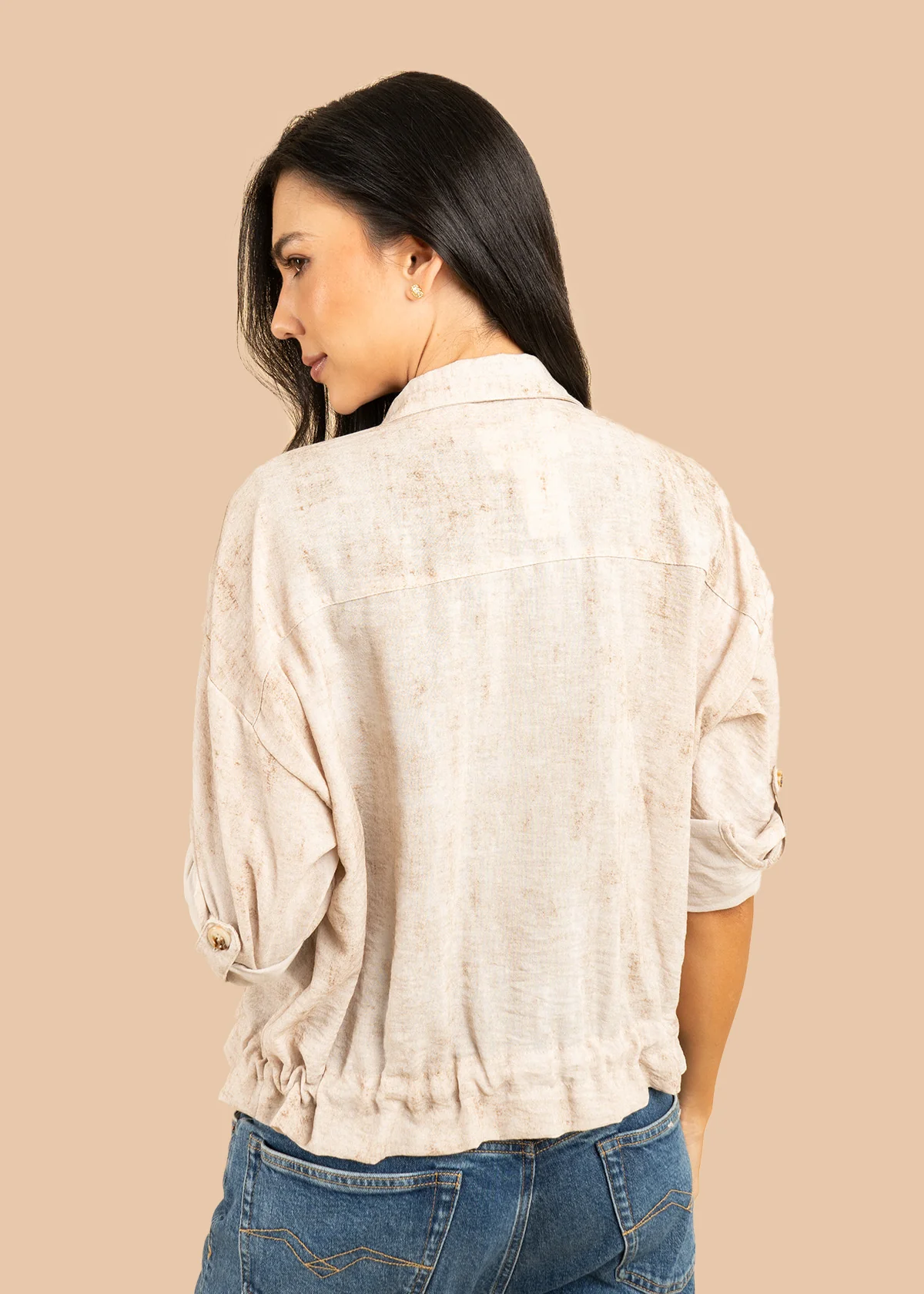 Chaqueta color beige con bolsillos delanteros 106584 - Image 5