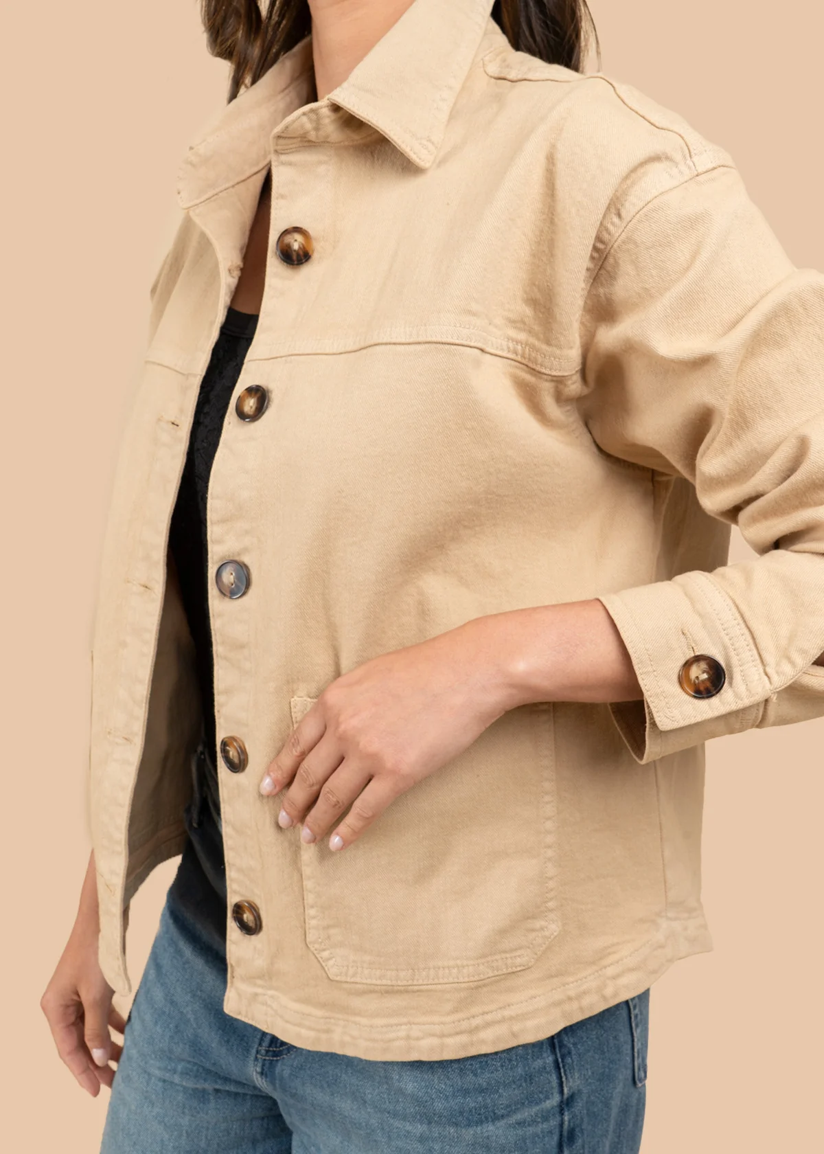 Chaqueta color camel con botones 106394 - Image 5