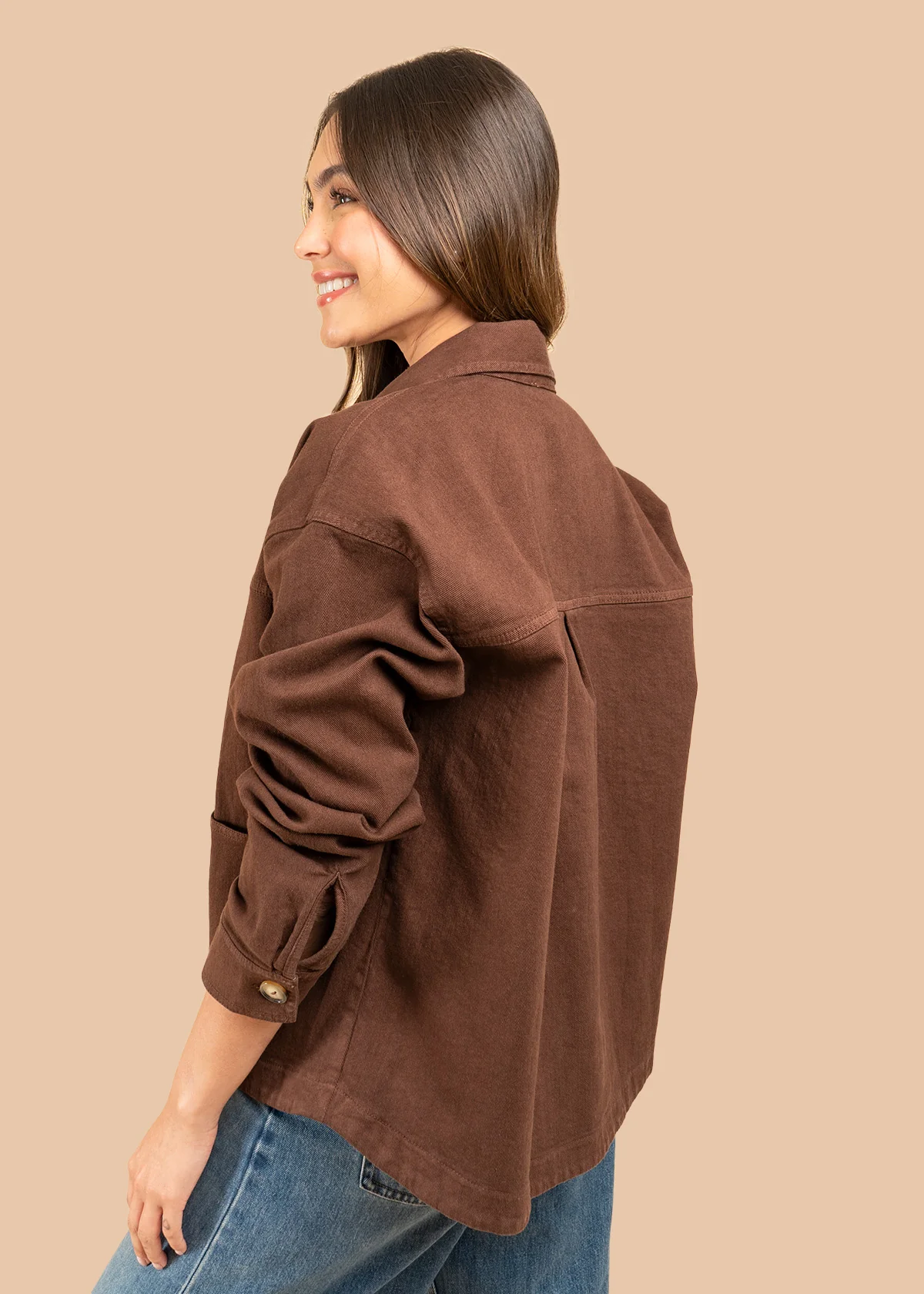 Chaqueta color chocolate con botones 106394 - Image 4