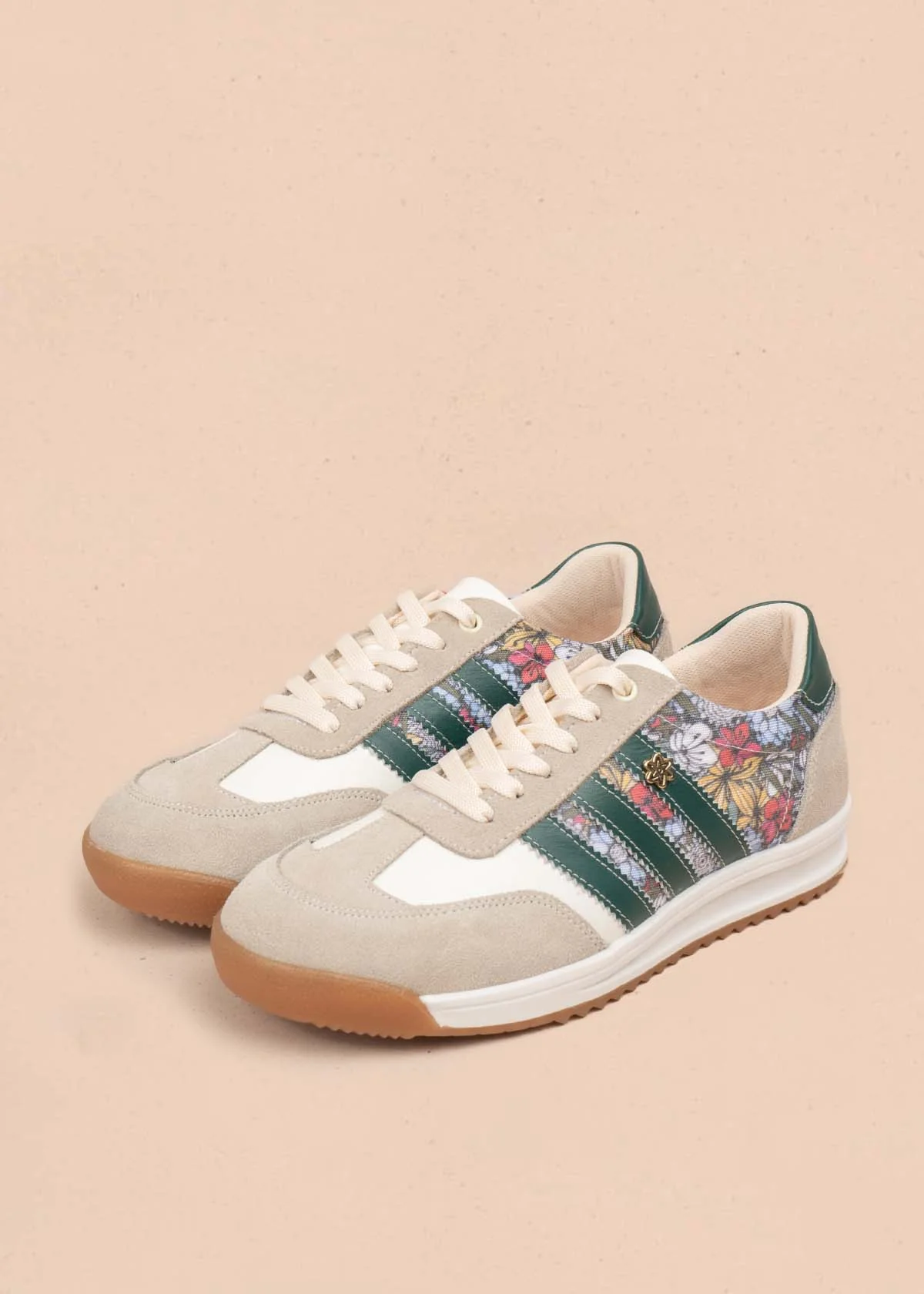 Deportivo en cuero color multicolor con diseño floral y rayas verdes 106040 - Image 5