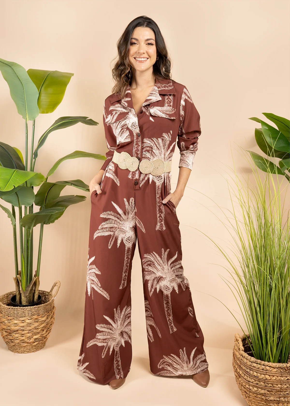 Enterizo color café con estampado 105799 - Image 3