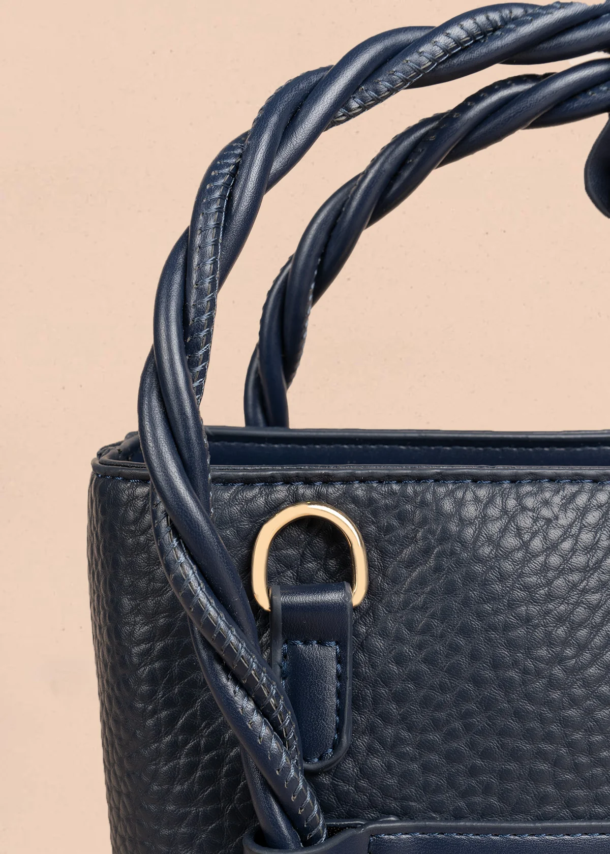 Bolso manos libres color azul con asas trenzadas 106789 - Image 4