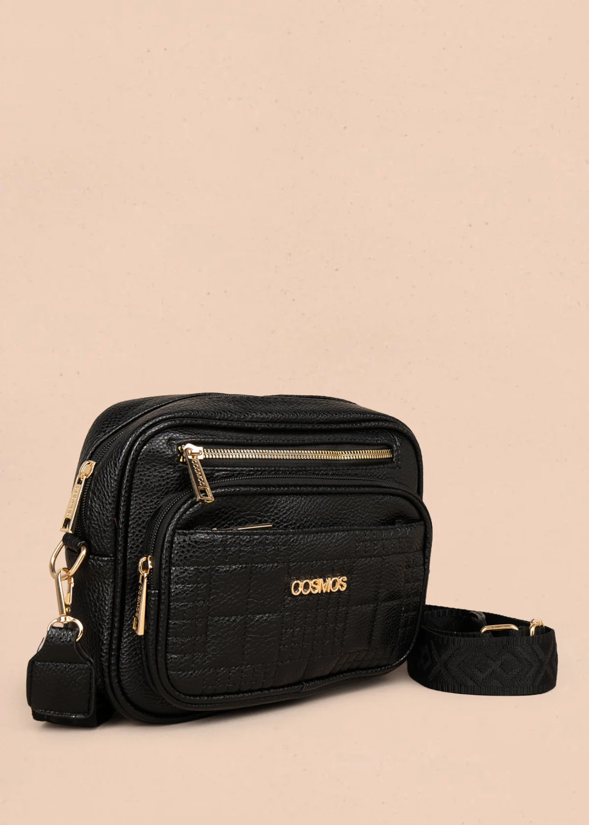 Bolso manos libres color negro con doble cremallera dorada 106336 - Image 2
